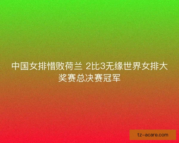 中国女排惜败荷兰 2比3无缘世界女排大奖赛总决赛冠军